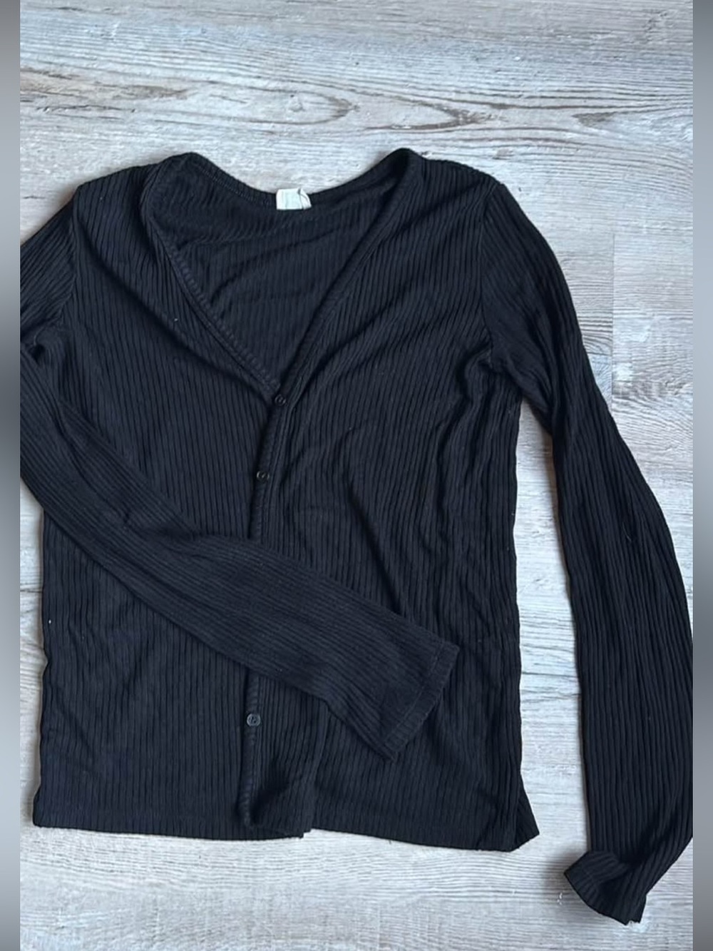 Aritzia Black Ribbed Button-Front Cardigan Wilfred free